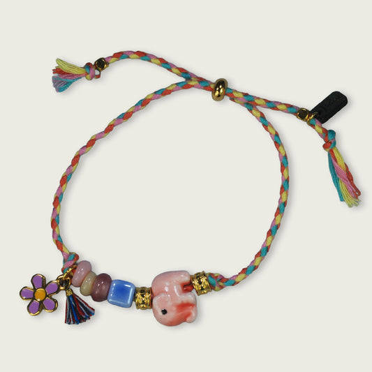 Unieke, handgemaakte armbandjes met keramieke olifant