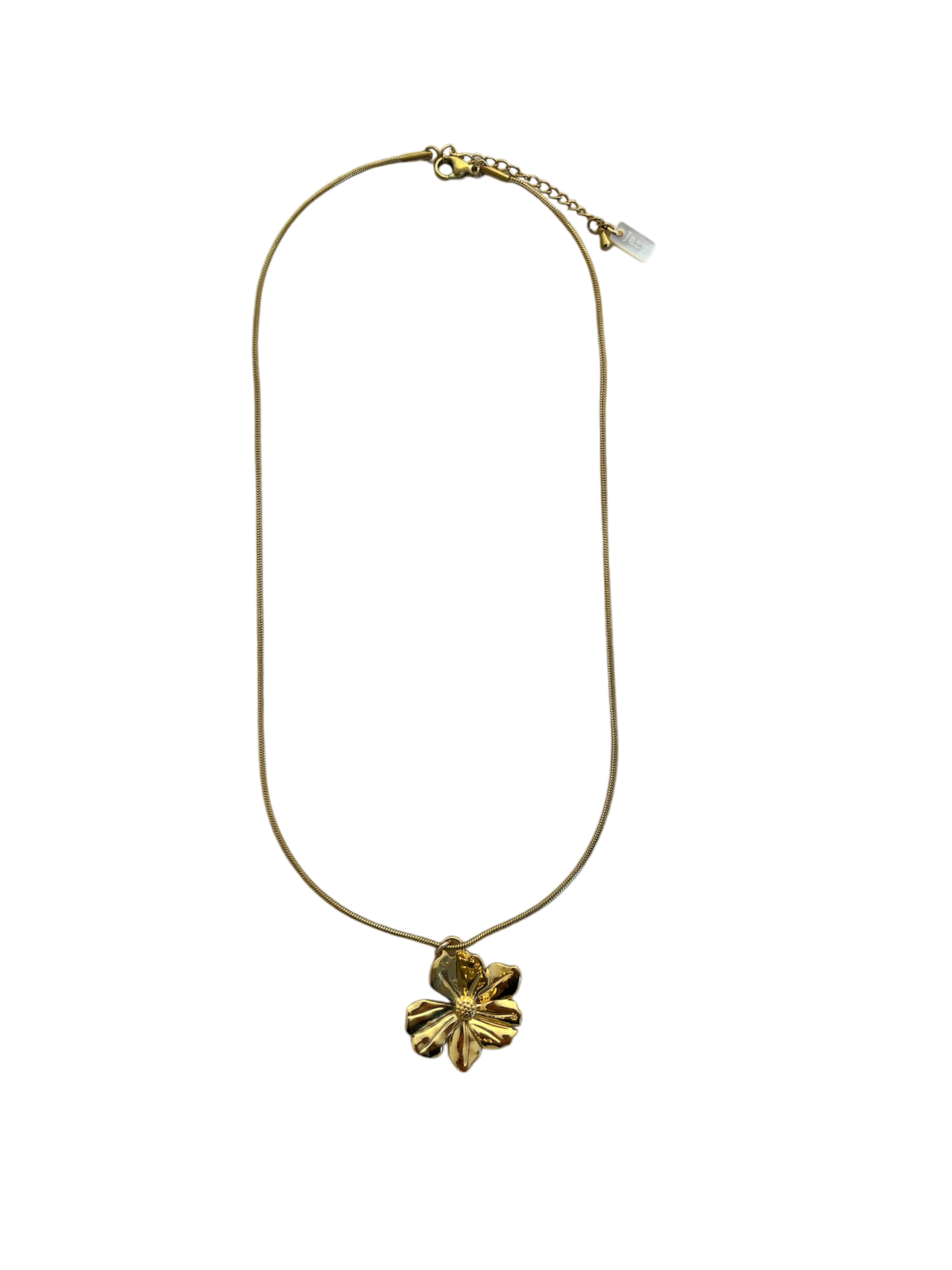 Ella halsketting met bloem, stainless steel