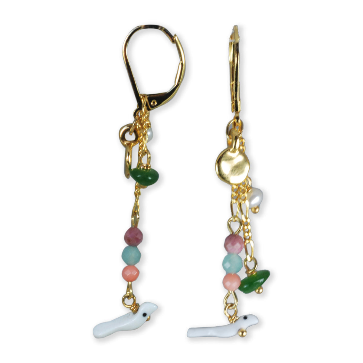 Nona earrings with semi-precious stones, Brown