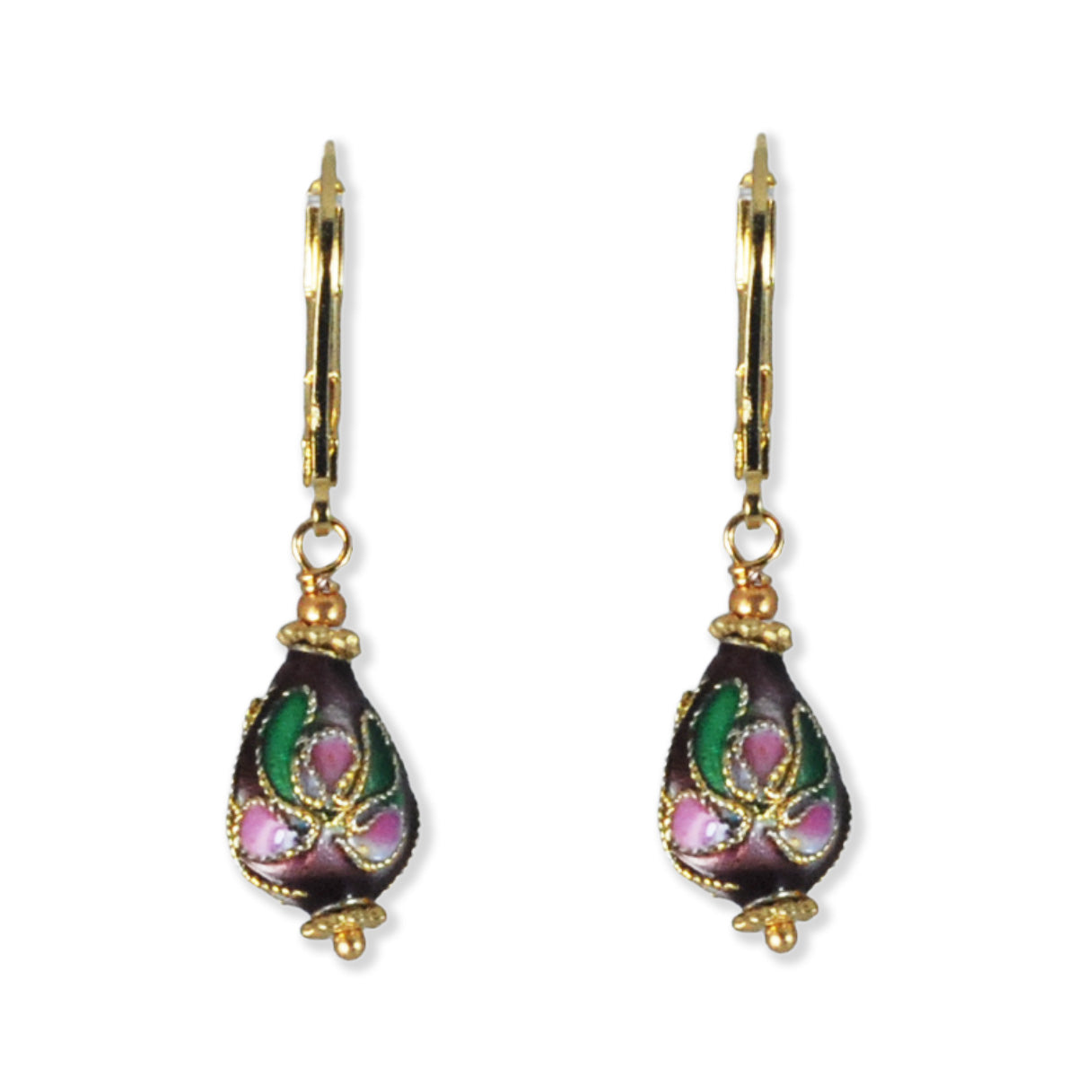 Earrings with enameled pendants blue