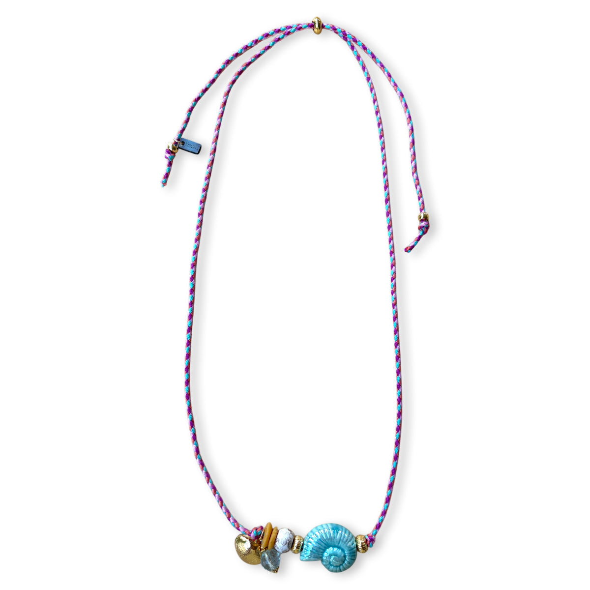 Colorful necklace with ceramic fish