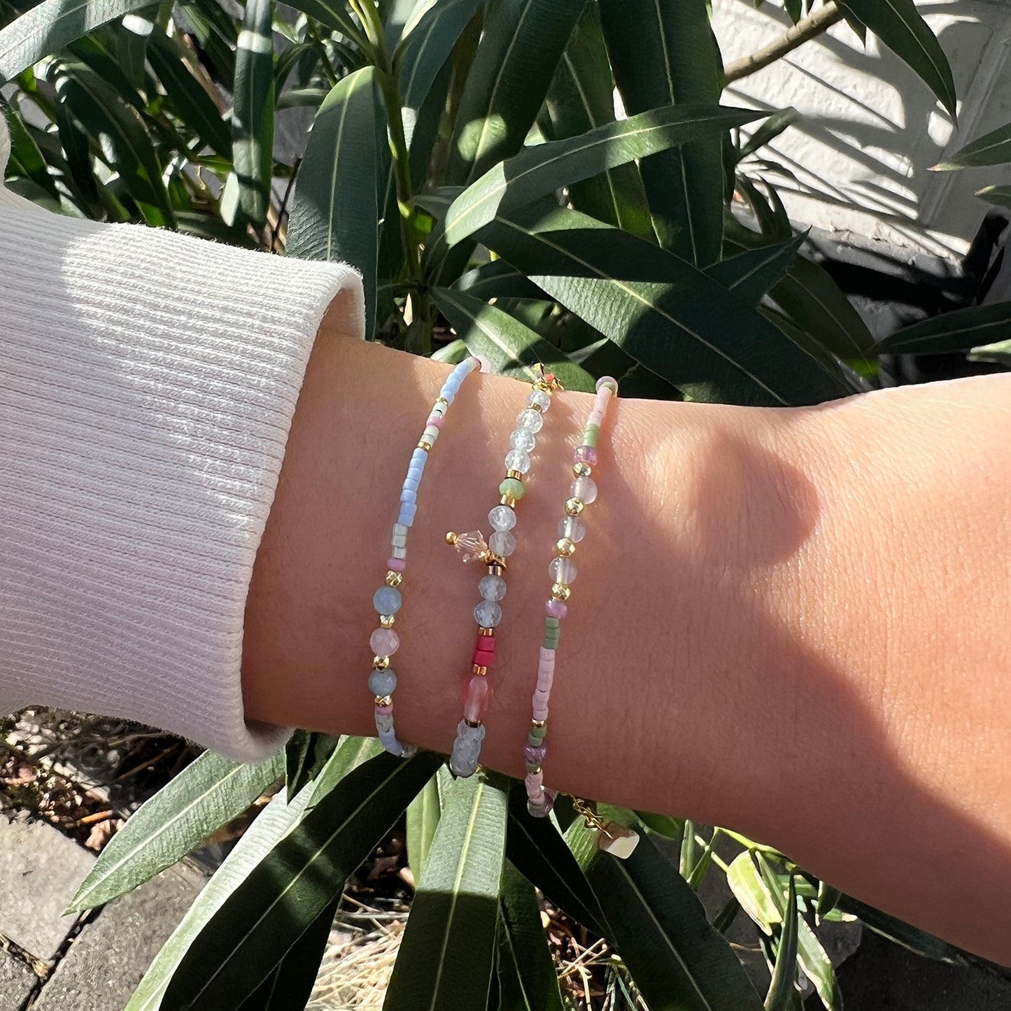 Nona, bracelet semi-precious stones Gray