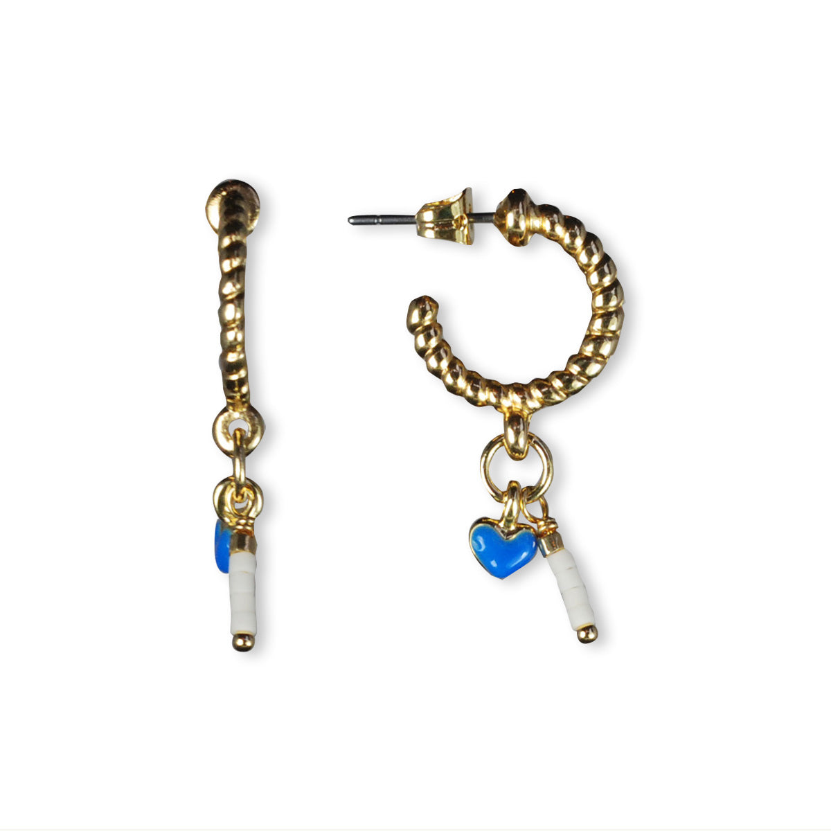 Oorbellen verguld met glaskralen en bedel