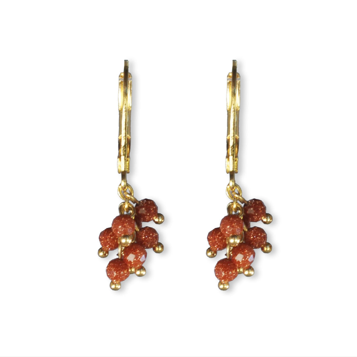 Oorbellen gold plated met halfedelstenen