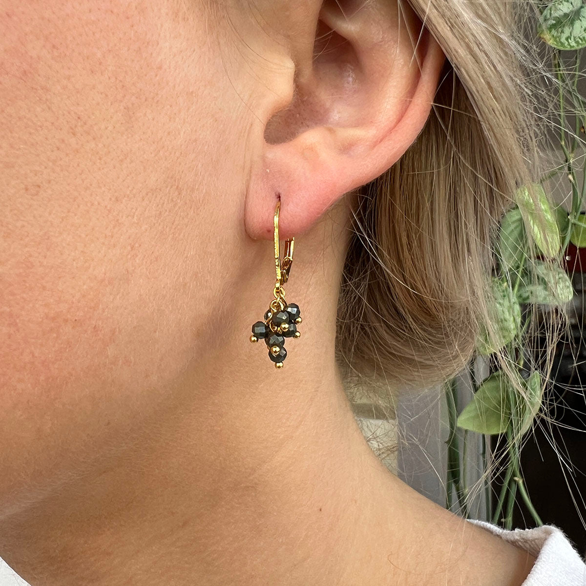 Oorbellen gold plated met halfedelstenen