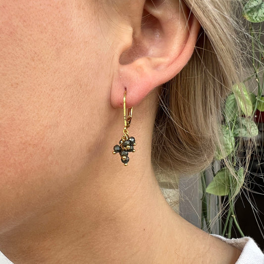 Oorbellen gold plated met halfedelstenen