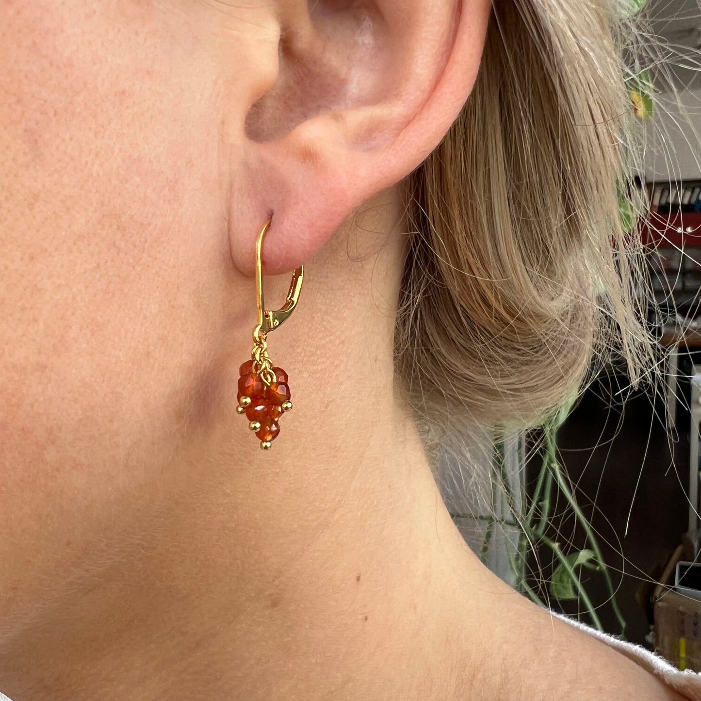 Oorbellen gold plated met halfedelstenen