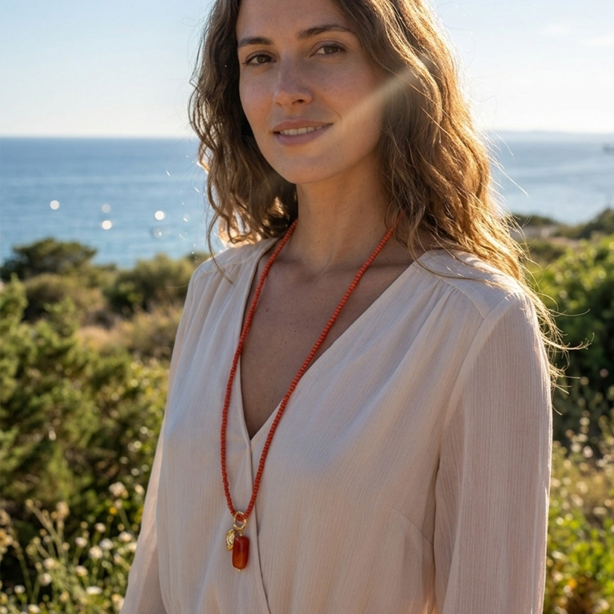Lange ketting met 2 charms