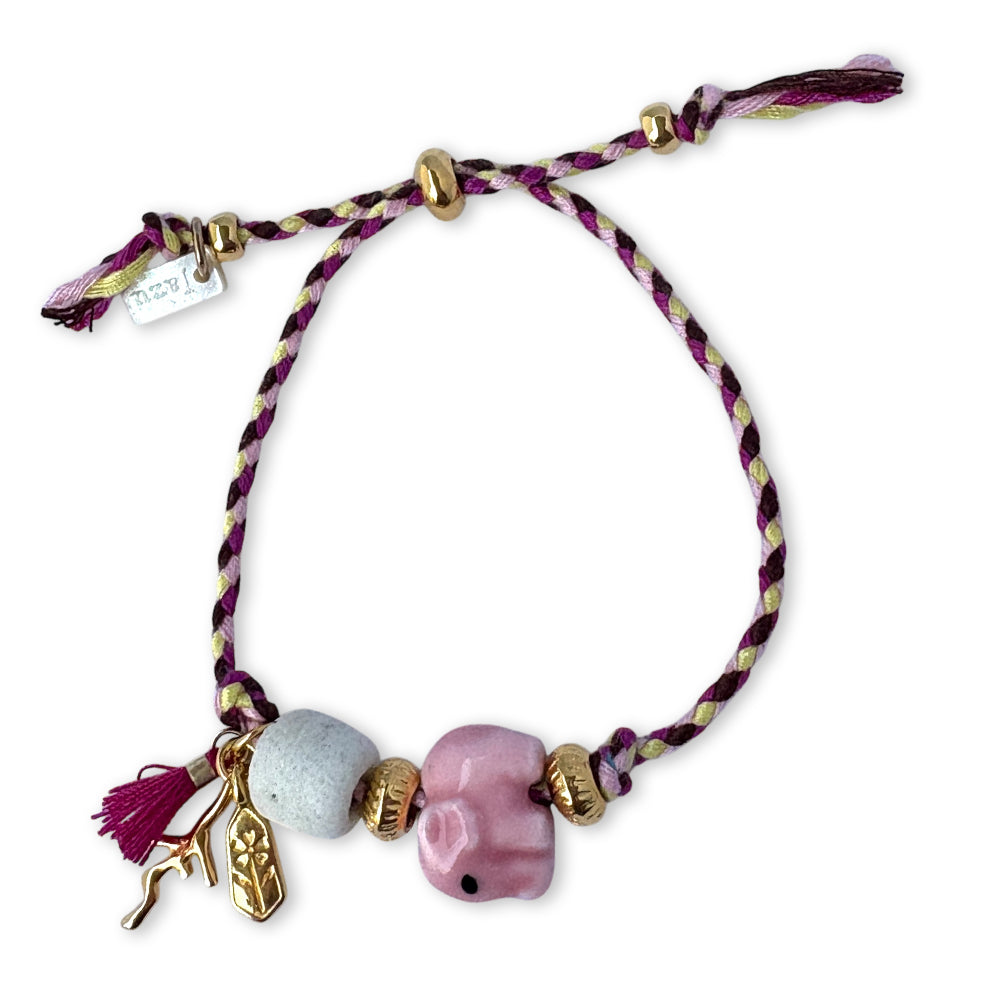 Unieke, handgemaakte armbandjes met keramieke olifant