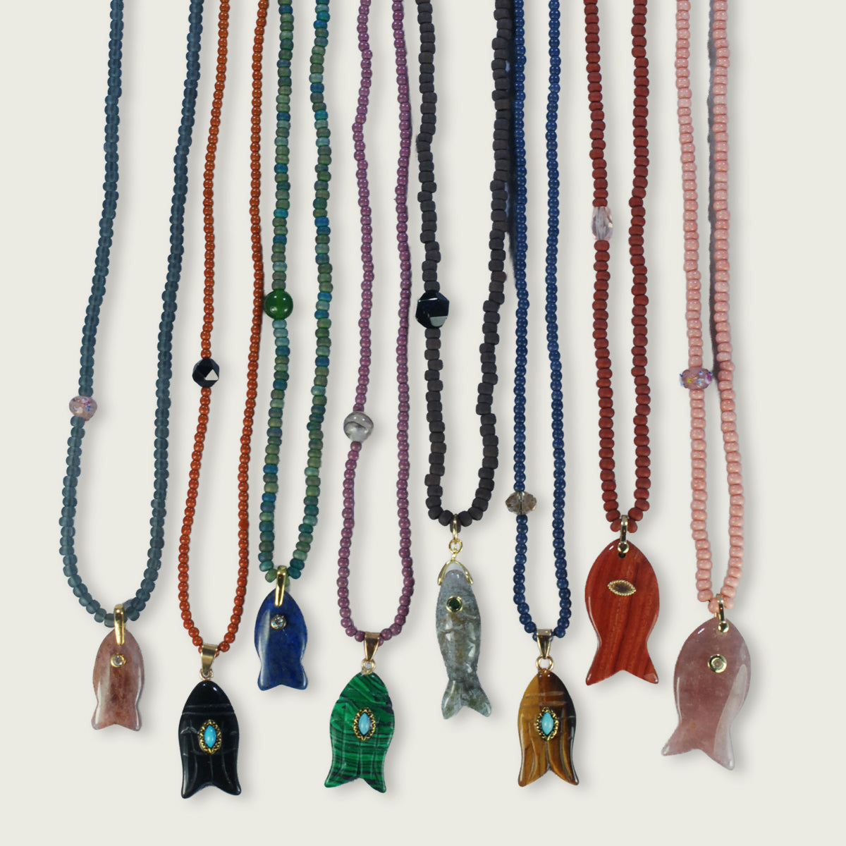 ketting met semiprecious vis, 65 cm