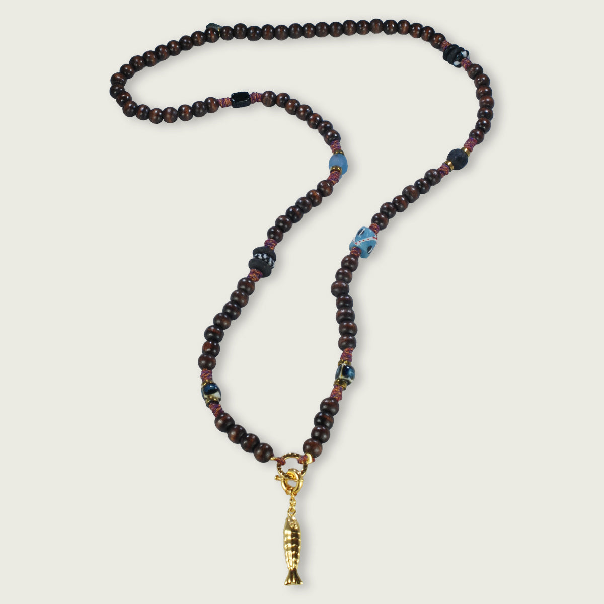 houten kralen ketting met speciale elementen