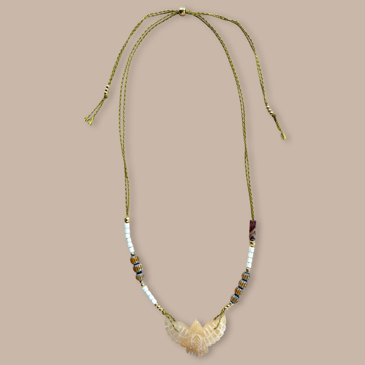 Verstelbare ketting met gegraveerde vogel