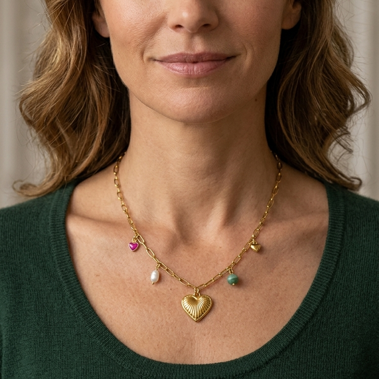 Collier charms en hart