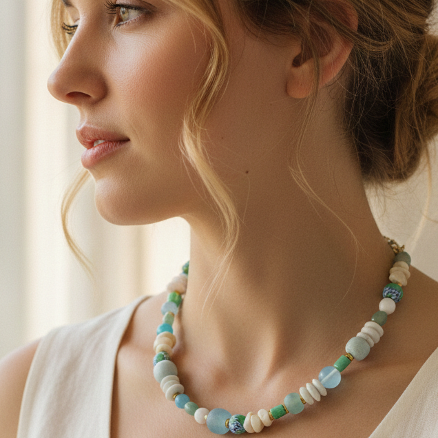 Beaded Multi-stone Necklace