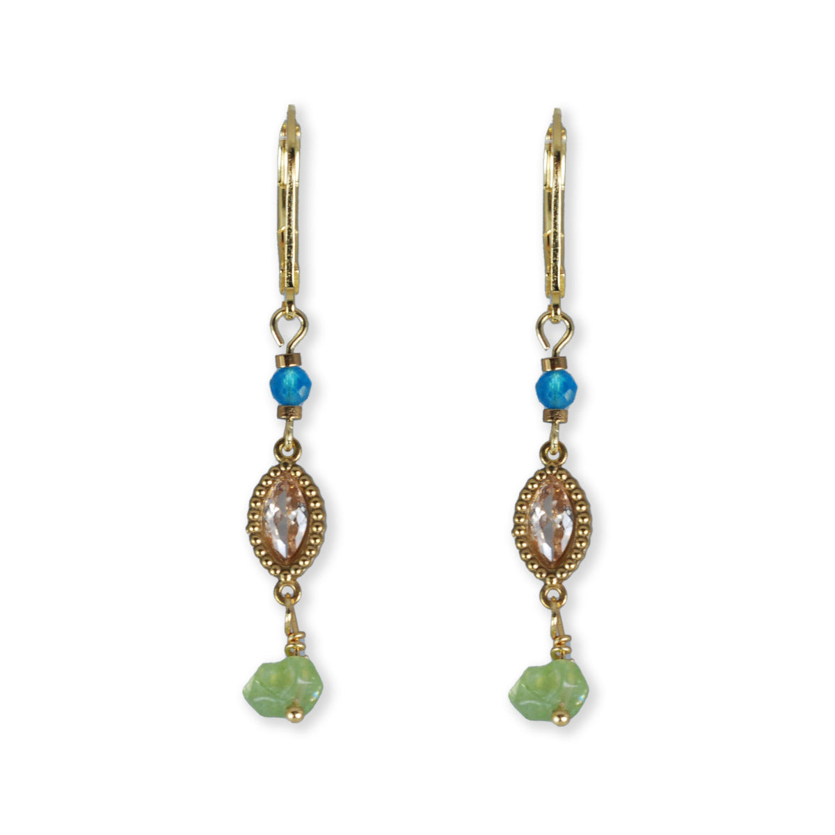 Nona earrings with varying elements, semi-precious