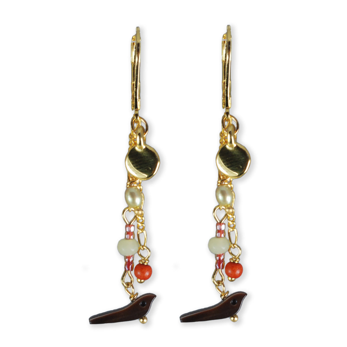 Nona Ohrringe mit Halbedelsteinen, Braun