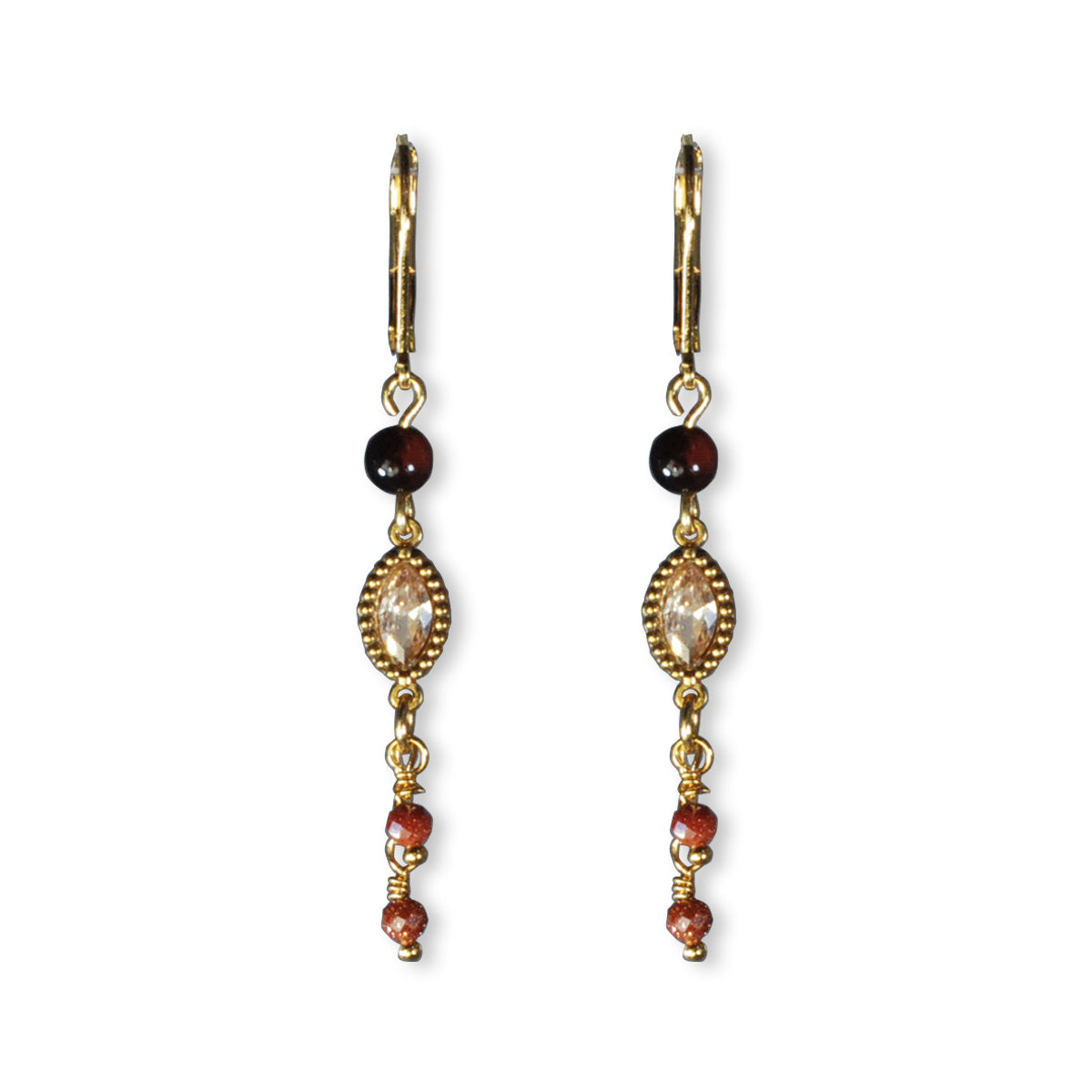 Nona Ohrringe mit verschiedenen Elementen, Halbedelstein grün