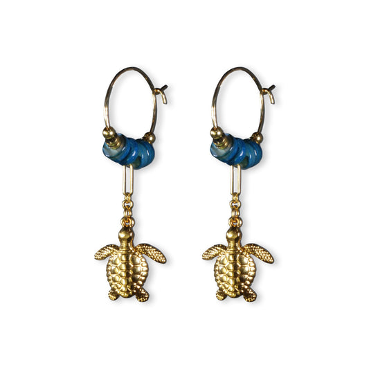 Nona earrings with varying elements, semi-precious green