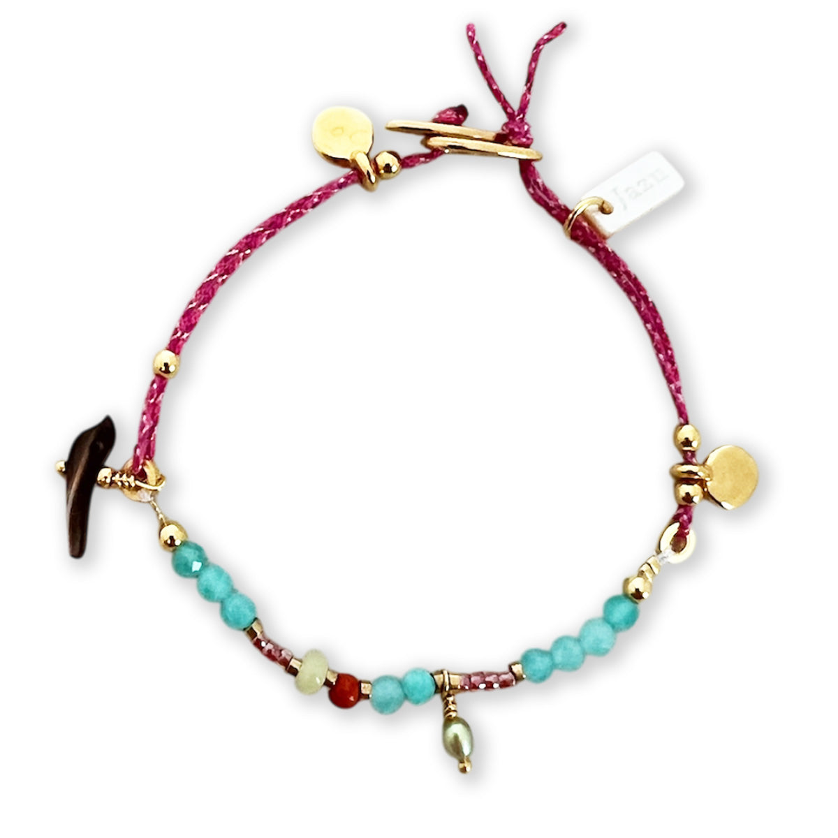 Nona, bracelet semi-precious stones fuchsia
