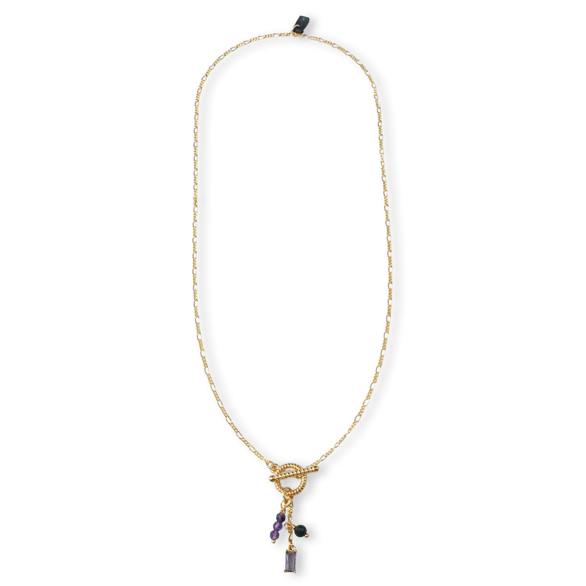 Nona Halskette mit Halbedelsteinen und kleinen Charms fuchsia/blau