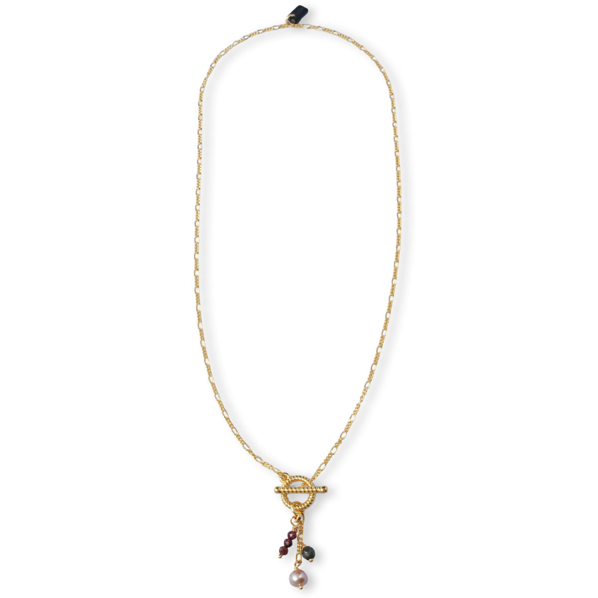 Nona Halskette mit Halbedelsteinen und kleinen Charms fuchsia/blau