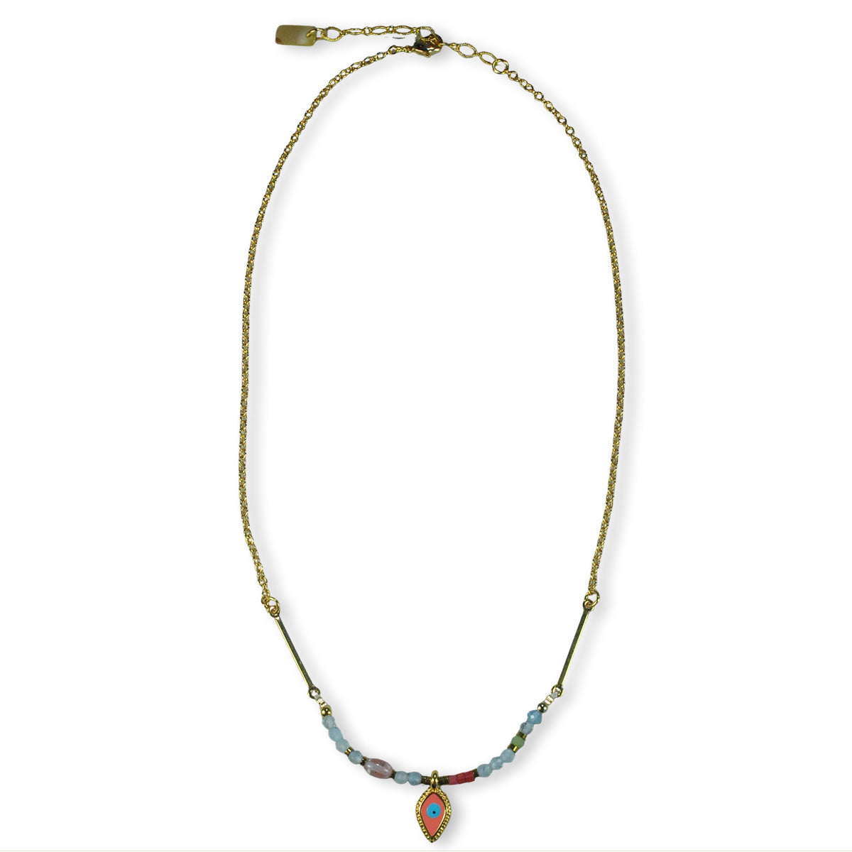 Nona ketting, met subtiele hanger en semi-precious steentjes