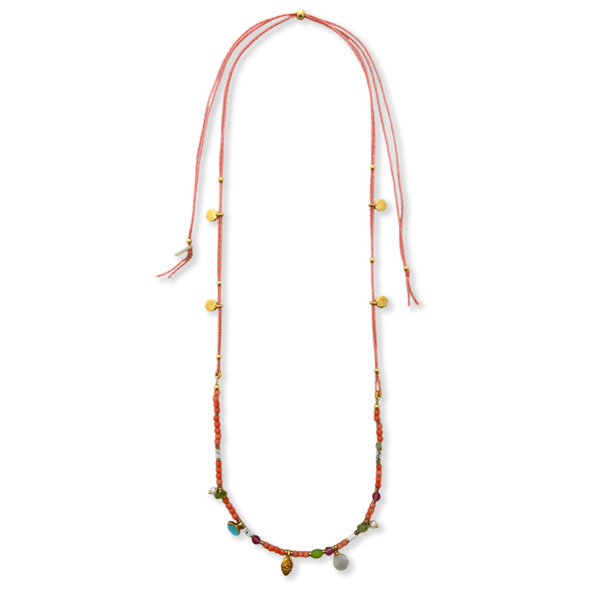 Nona necklace with semi-precious stones and small charms