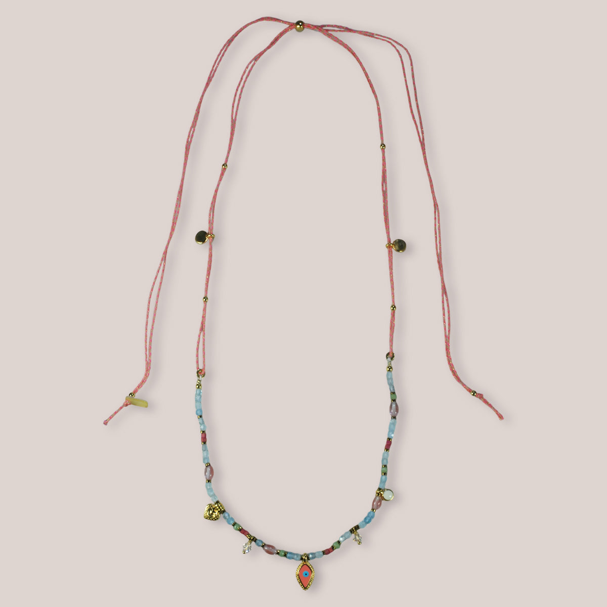 Nona ketting met semi-precious stones en kleine charms