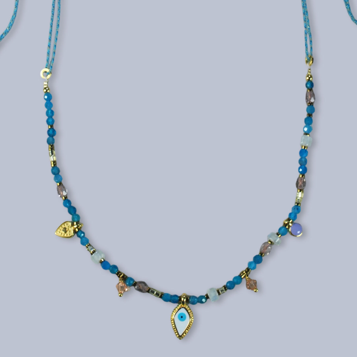 Nona ketting met semi-precious stones en kleine charms