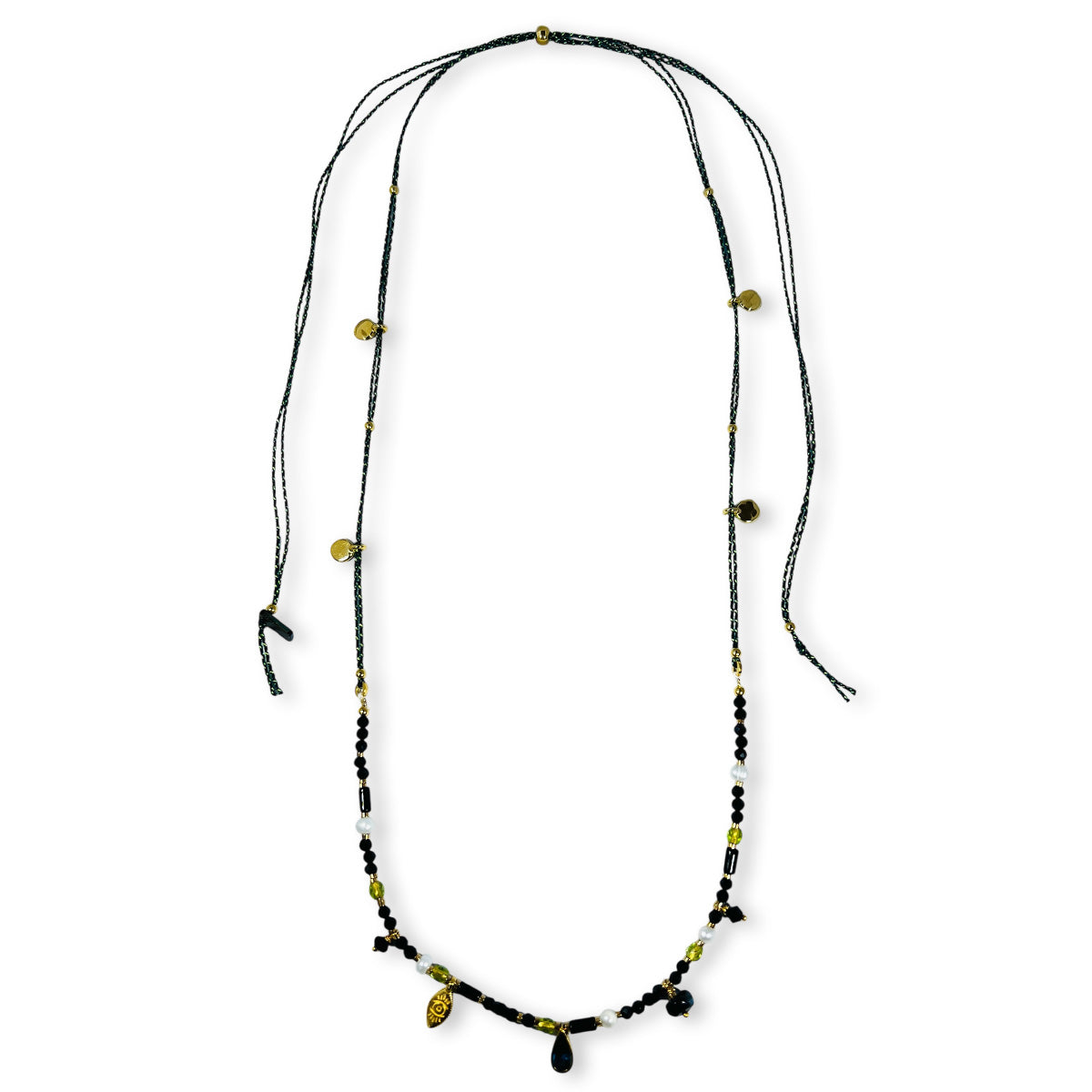 Nona Halskette mit Halbedelsteinen und kleinen Charms fuchsia/blau