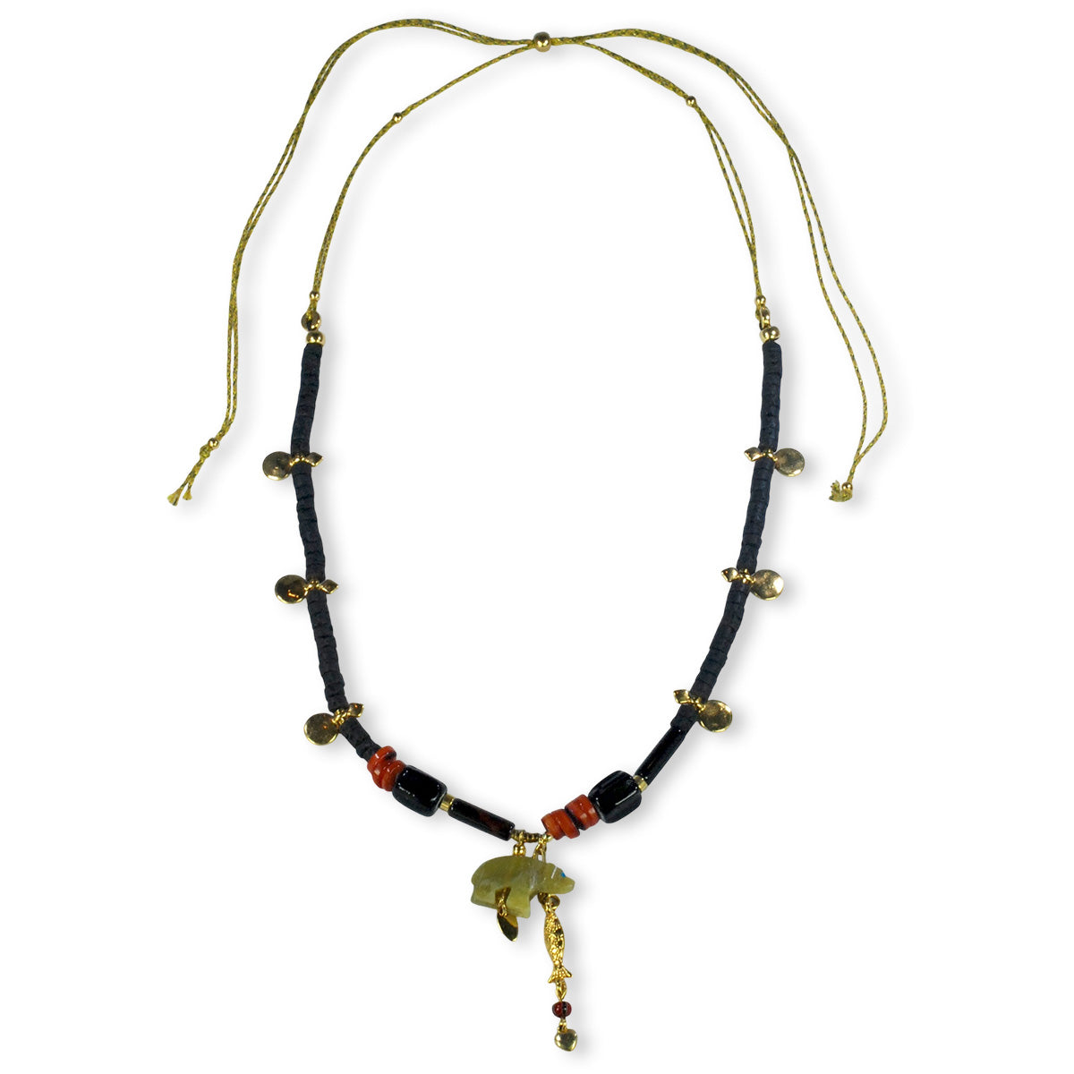 Nona necklace with semi-precious stones and small charms fuchsia/blue
