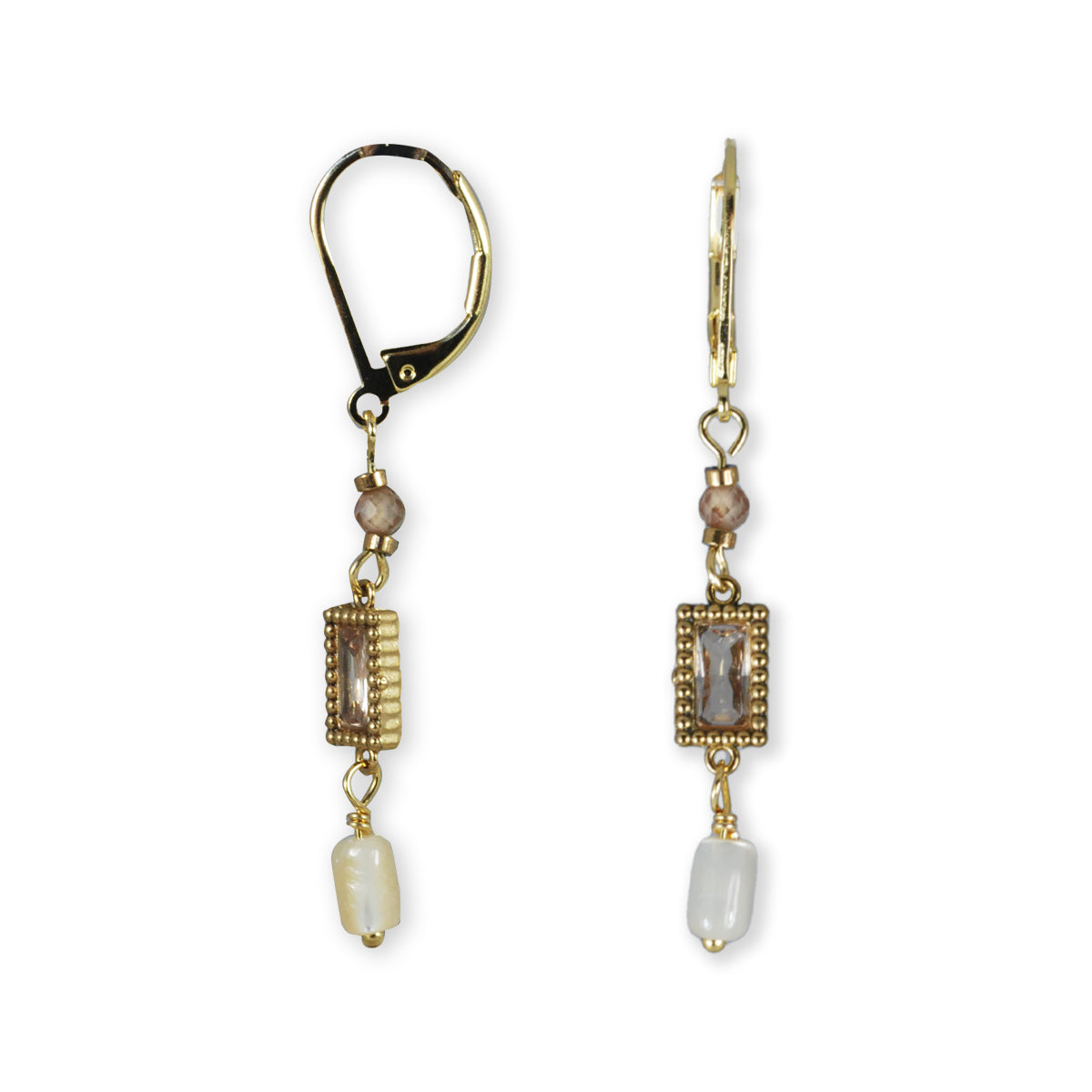 Nona earrings with varying elements, semi-precious