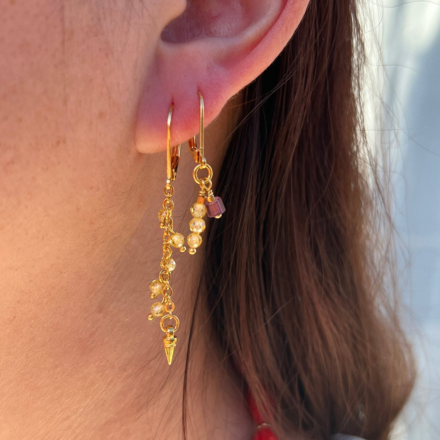 Nona oorbellen met semi-precious stones