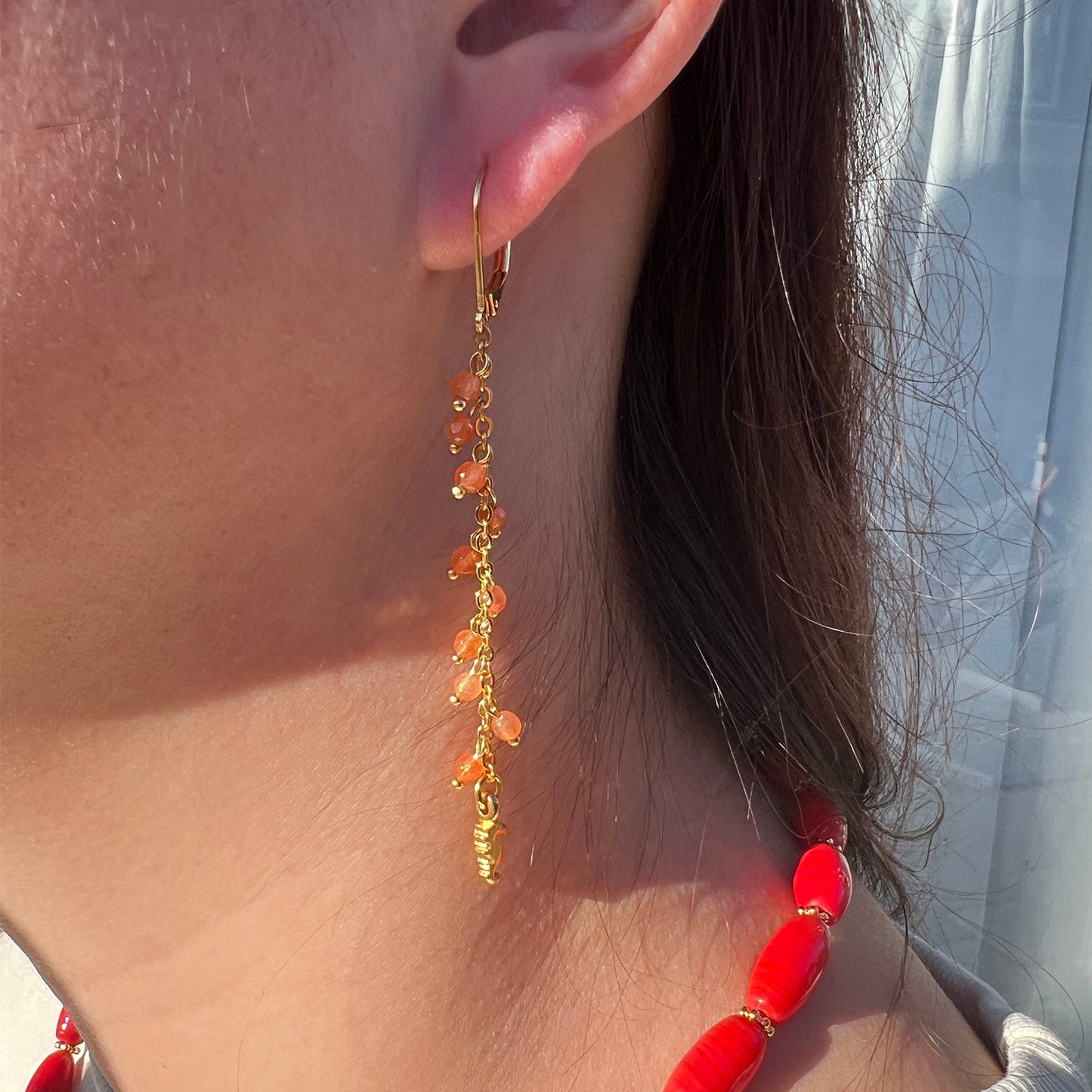 Nona lange oorbellen met semi-precious stones