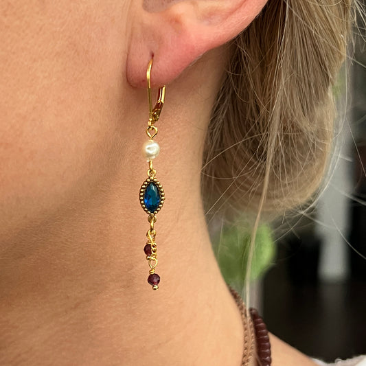 Nona oorbellen met semi-precious steentjes