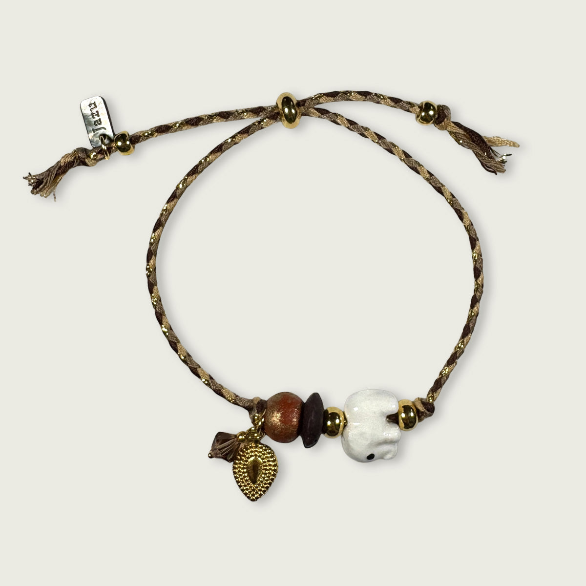 Unieke, handgemaakte armbandjes met keramieke olifant