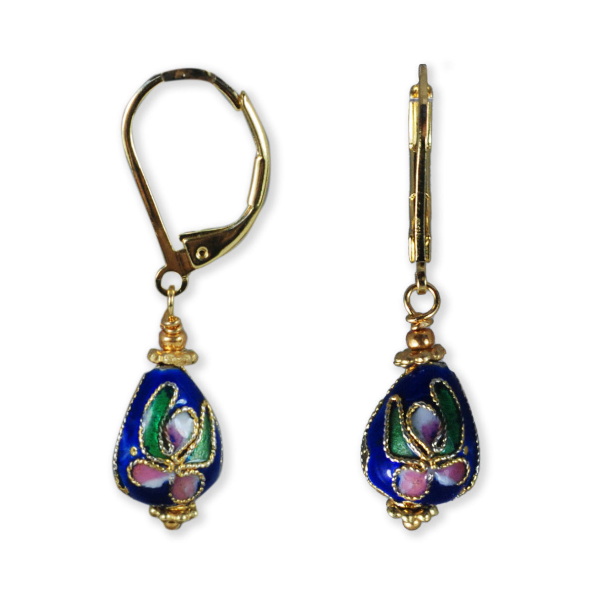 Ohrringe mit emaillierten Anhängern weiß