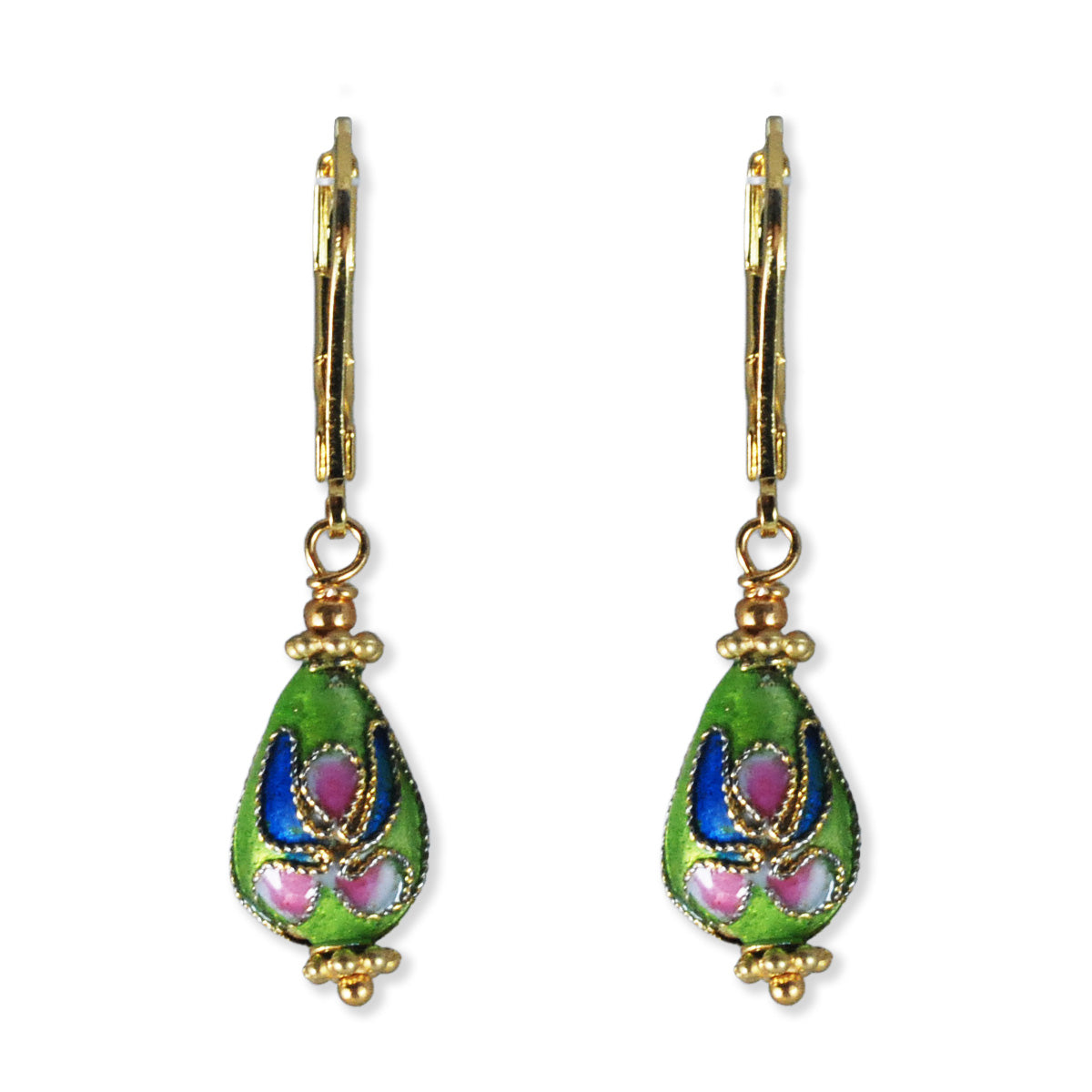 Ohrringe mit emaillierten Anhängern weiß