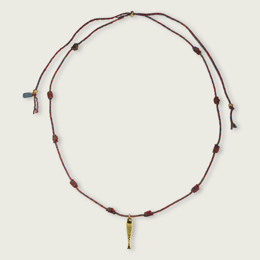 Touw ketting met gouden bedel