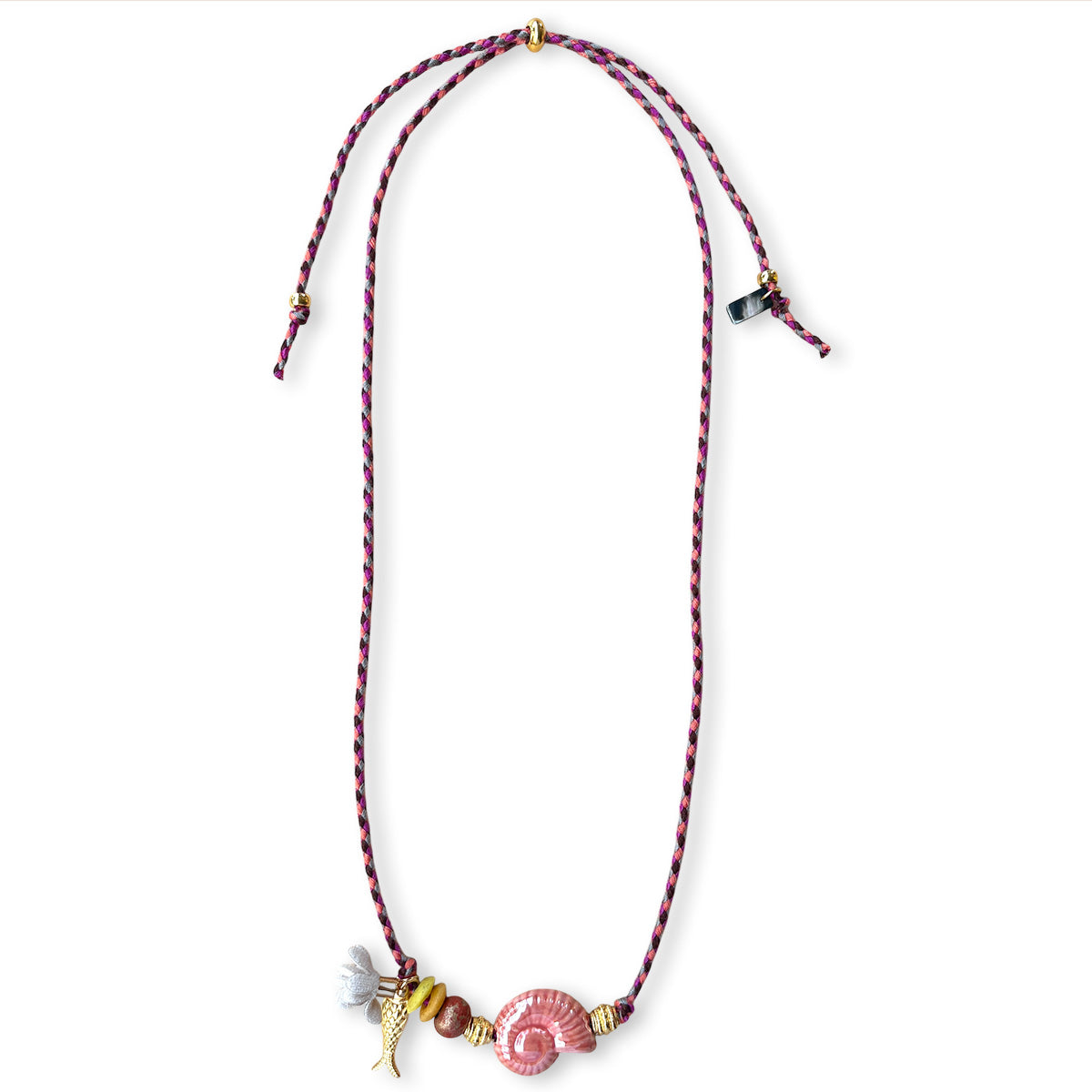 Colorful necklace with ceramic fish