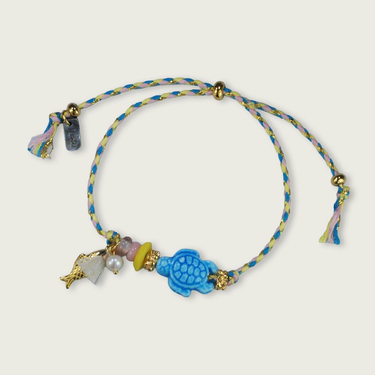 Buntes Armband mit Keramikschildkröte