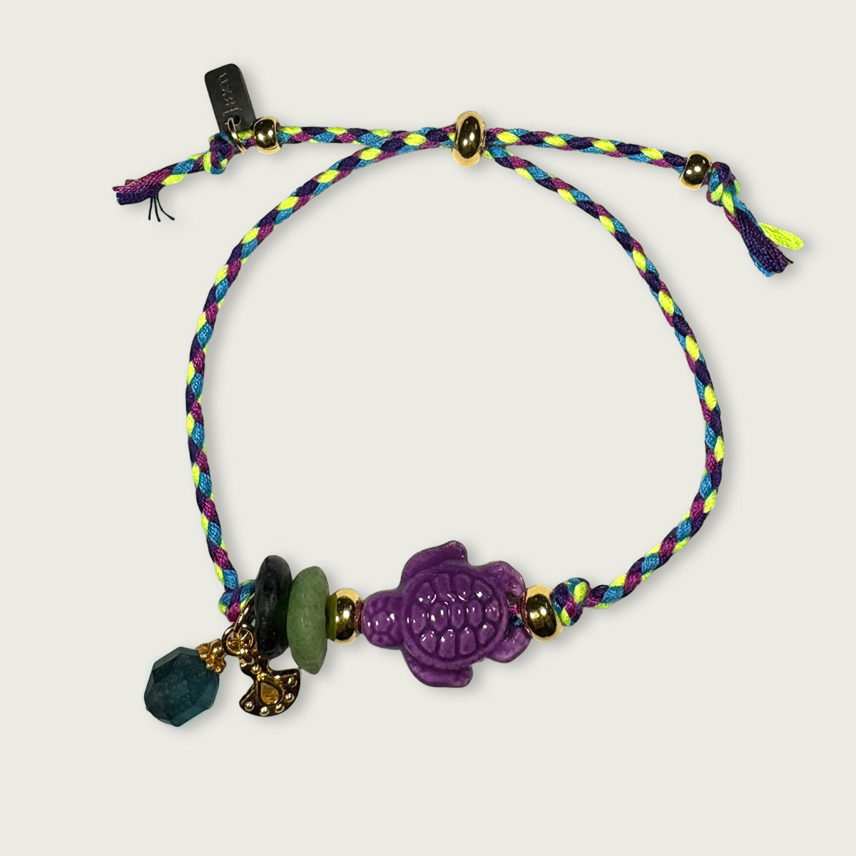 Buntes Armband mit Keramikschildkröte