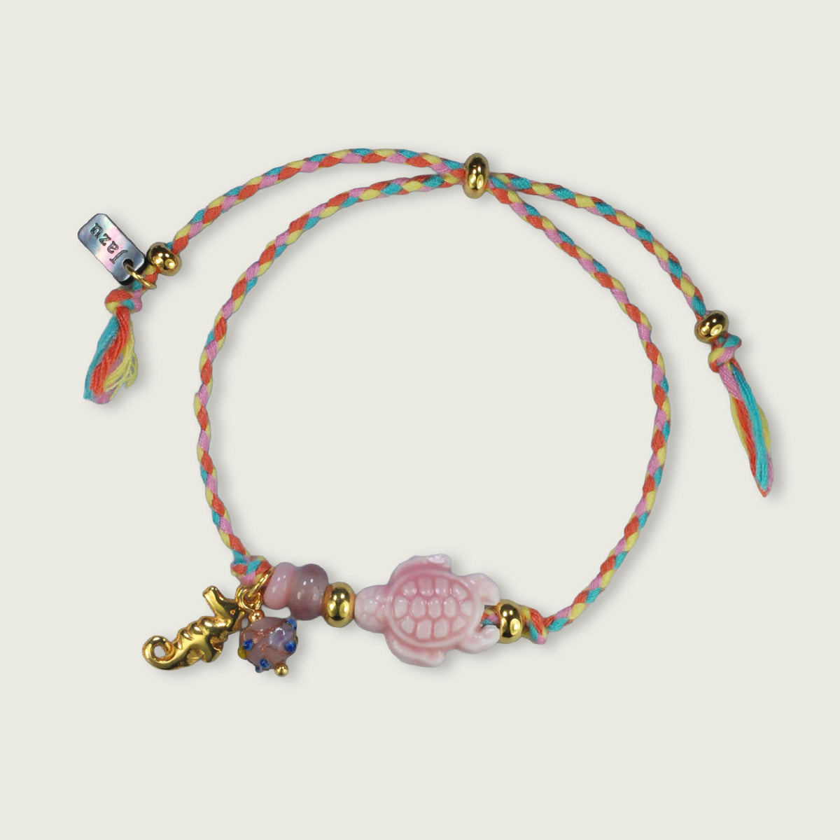 Buntes Armband mit Keramikschildkröte