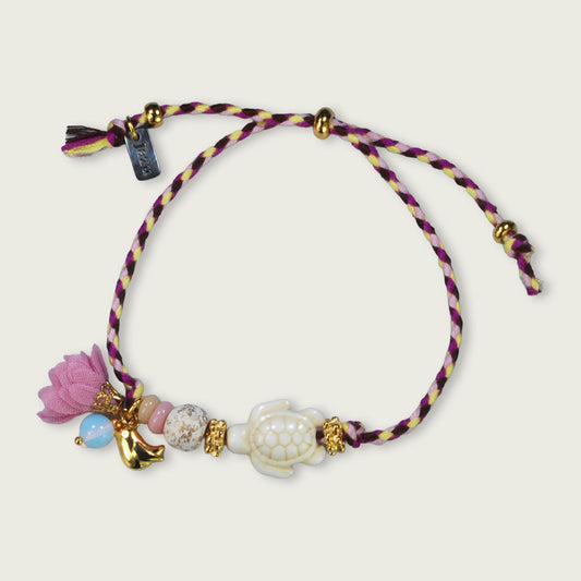 Colorful bracelet with ceramic turtle