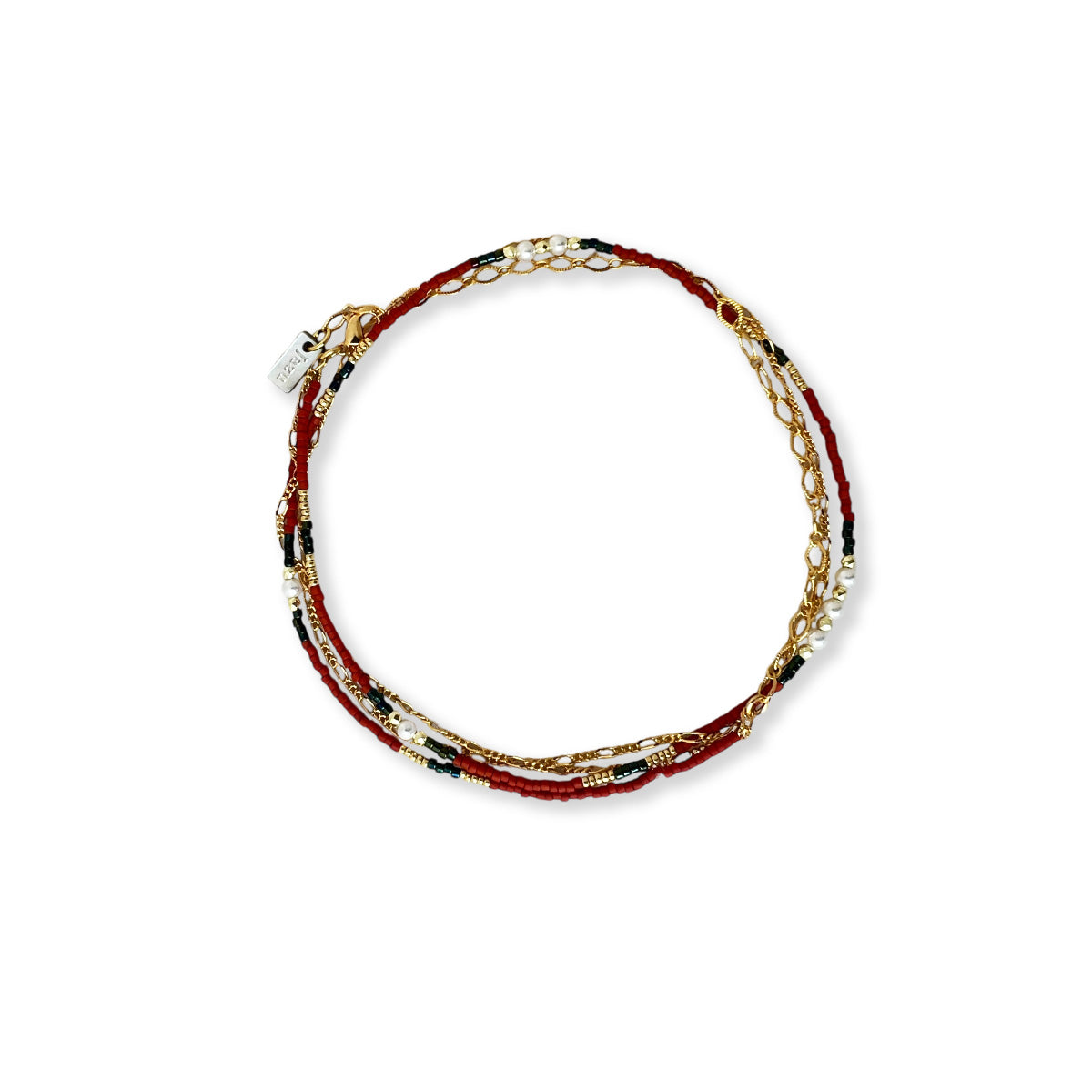 Armband oder Halskette mit kleiner Perle und Halbedelsteinen