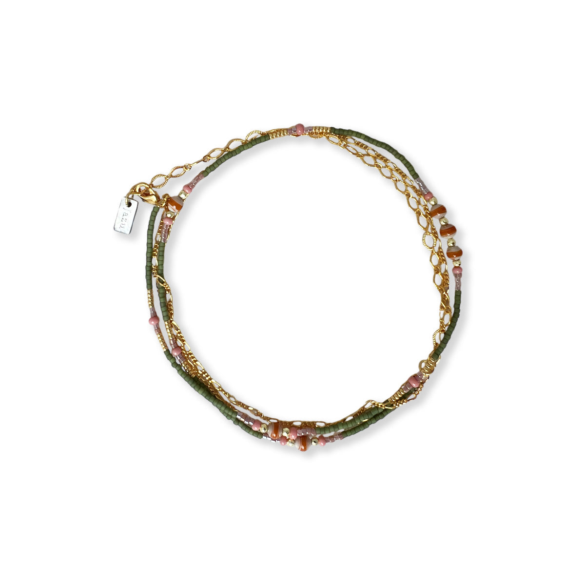 Armband oder Halskette mit kleiner Perle und Halbedelsteinen