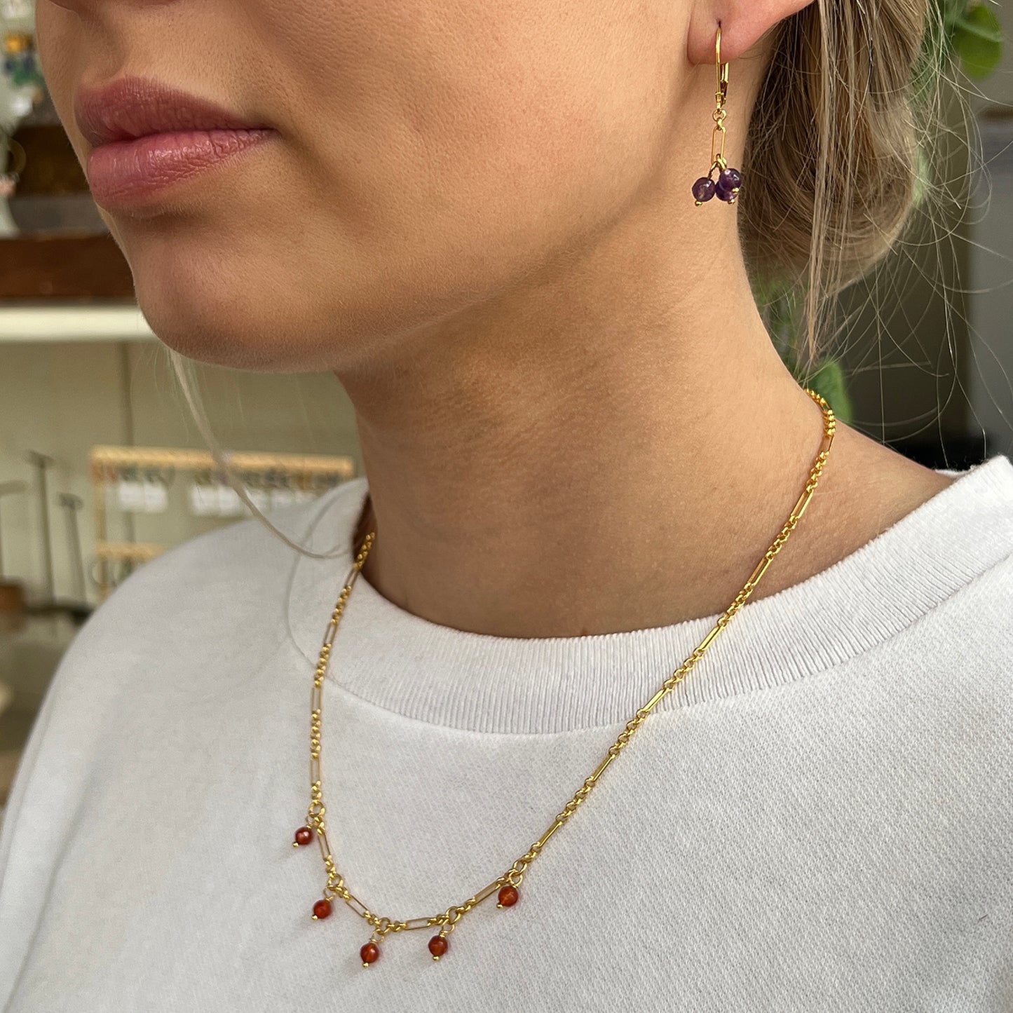 Nona earrings with semi-precious stones