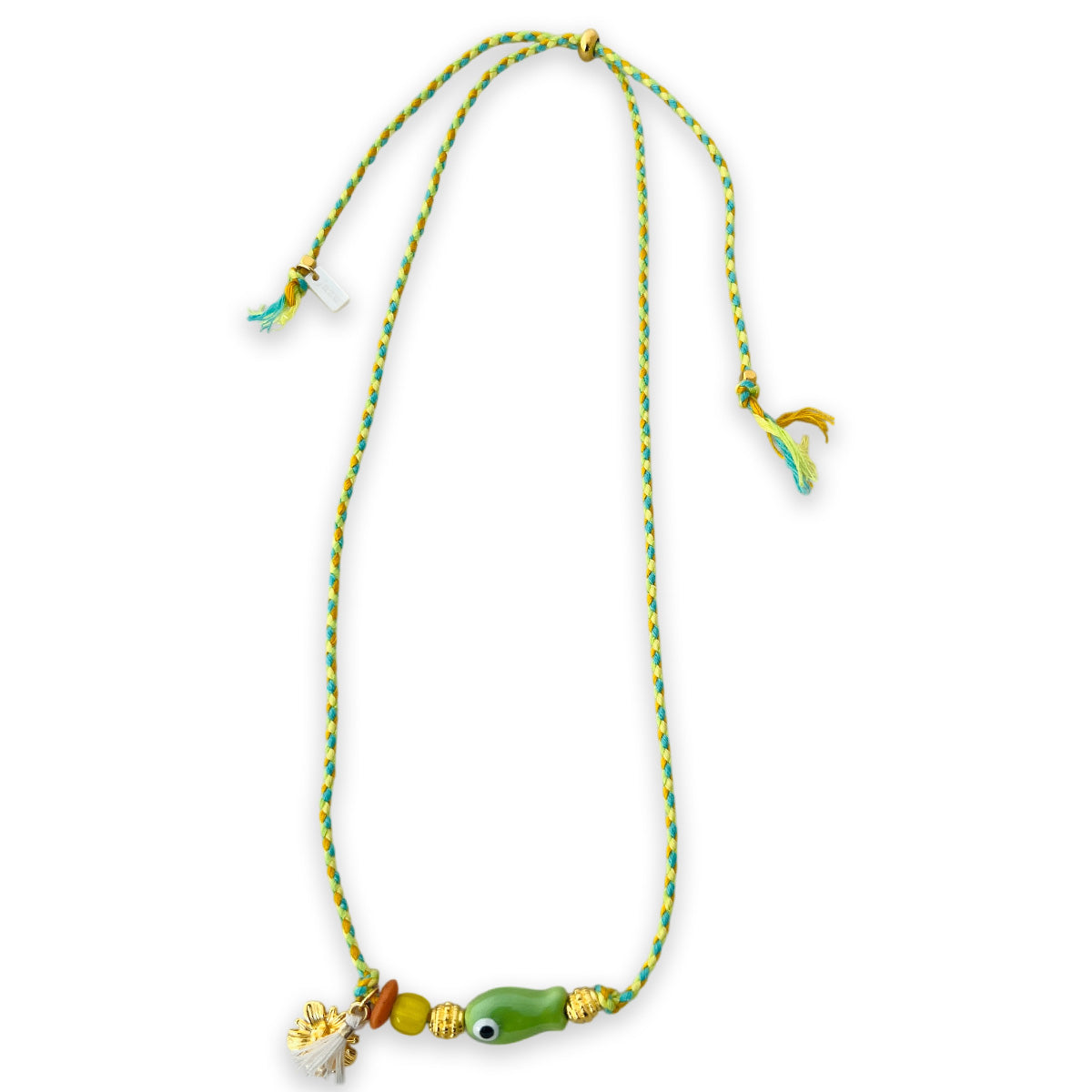 Colorful necklace with ceramic fish