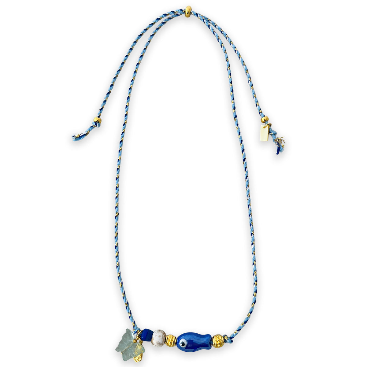 Colorful necklace with ceramic fish
