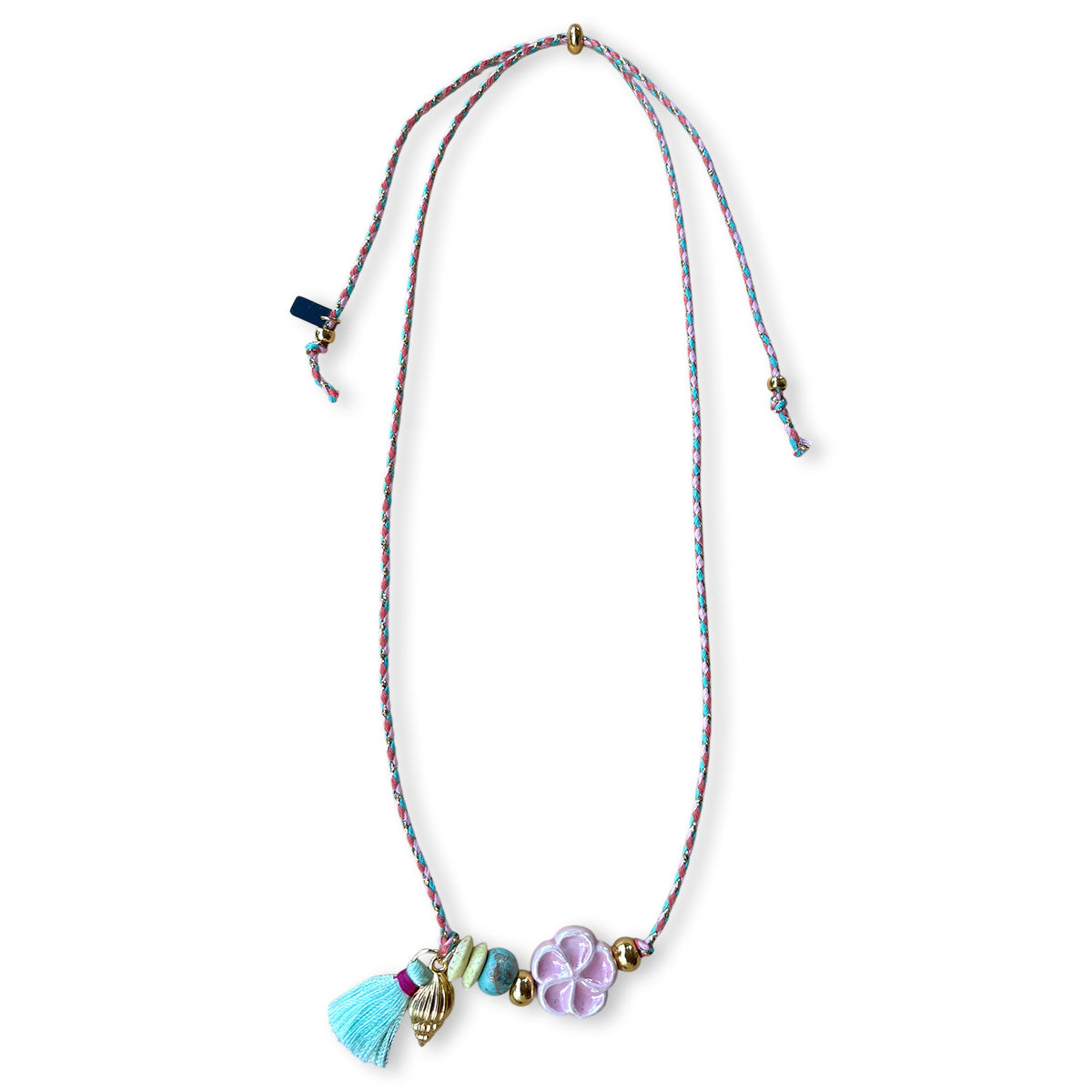 Bunte Halskette mit Keramikfisch